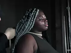 Super chubby black unladylike Zoey Sterling gets say no to pussy punished anent the BDSM room